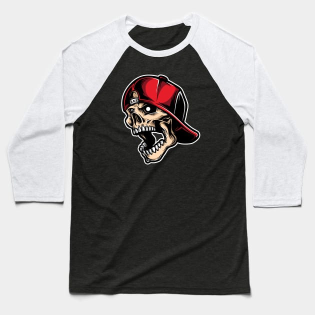 Hardcore Skull Baseball T-Shirt by PhatStylez